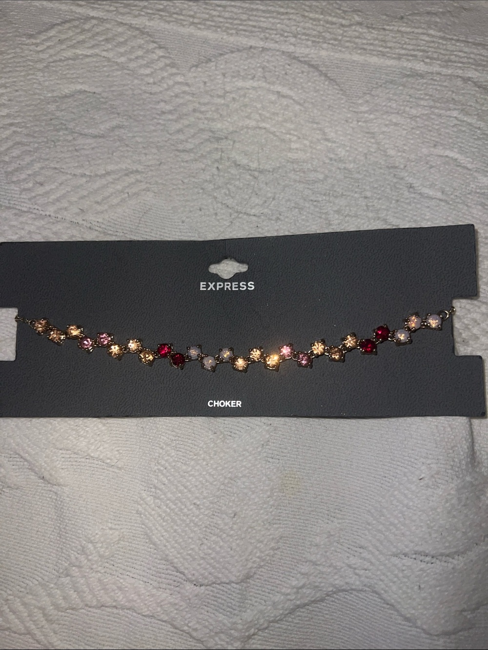 Express Pink, Red and Gold Crystal Choker Necklace